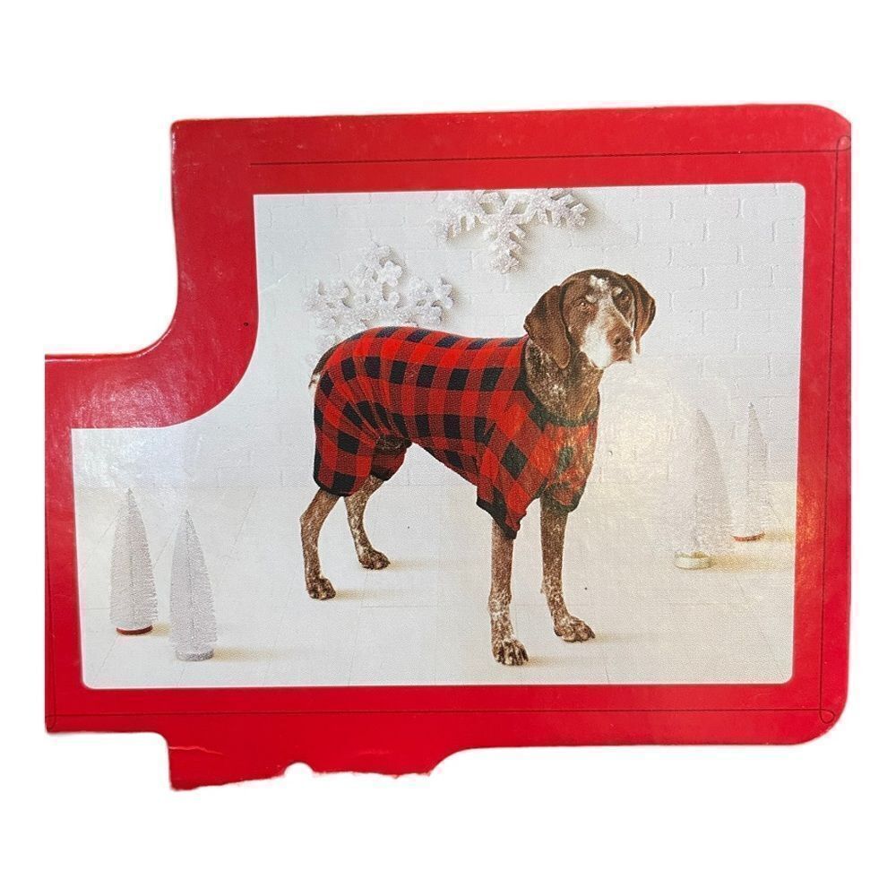 PET PAJAMAS IN RED BUFFALO PLAID, lg‎
